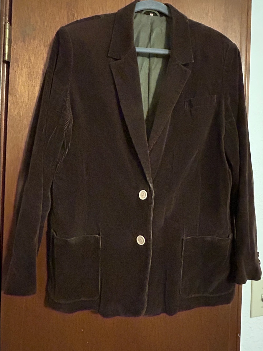 Vintage Corduroy Button-Front Women's Blazer Jacket in Dark Brown